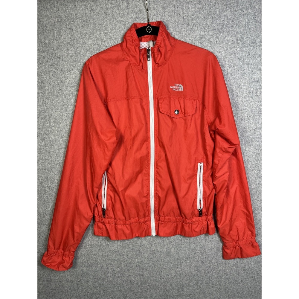 The North Face Womens Rain Jacket Medium Orange Waterproof Packable Lightweight